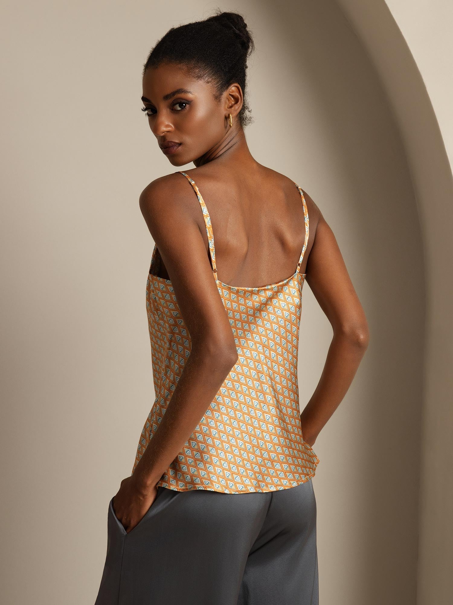 [Floral] SilkSilky-AU Pure Silk V Neck Camisole 002