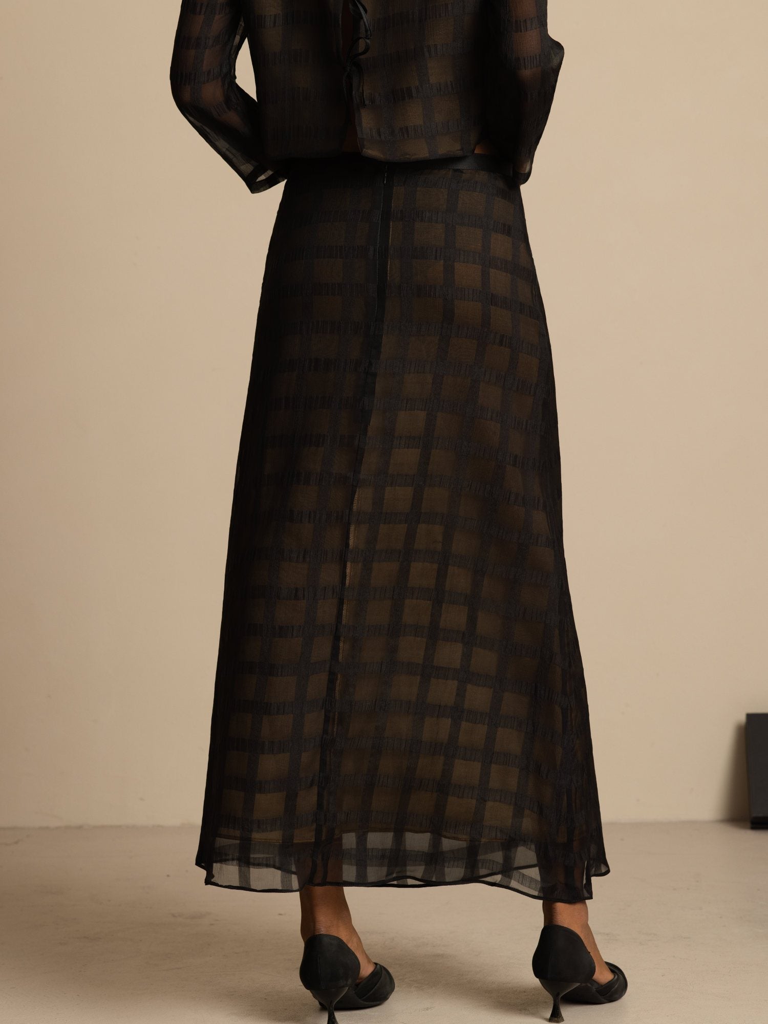 [Black] SilkSilky-AU Pure Silk Skirt 002