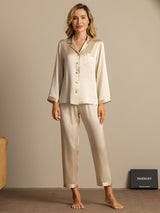 [Champagne] SilkSilky-AU Long Sleeve Lapel Collar Women's Pyjamas 001