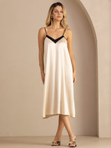 [Brown Rice] SilkSilky-AU Spaghetti Strap V Neck Dress 006