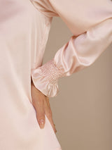 [Pink] SilkSilky-AU Long Sleeve Split Women's Blouse 006