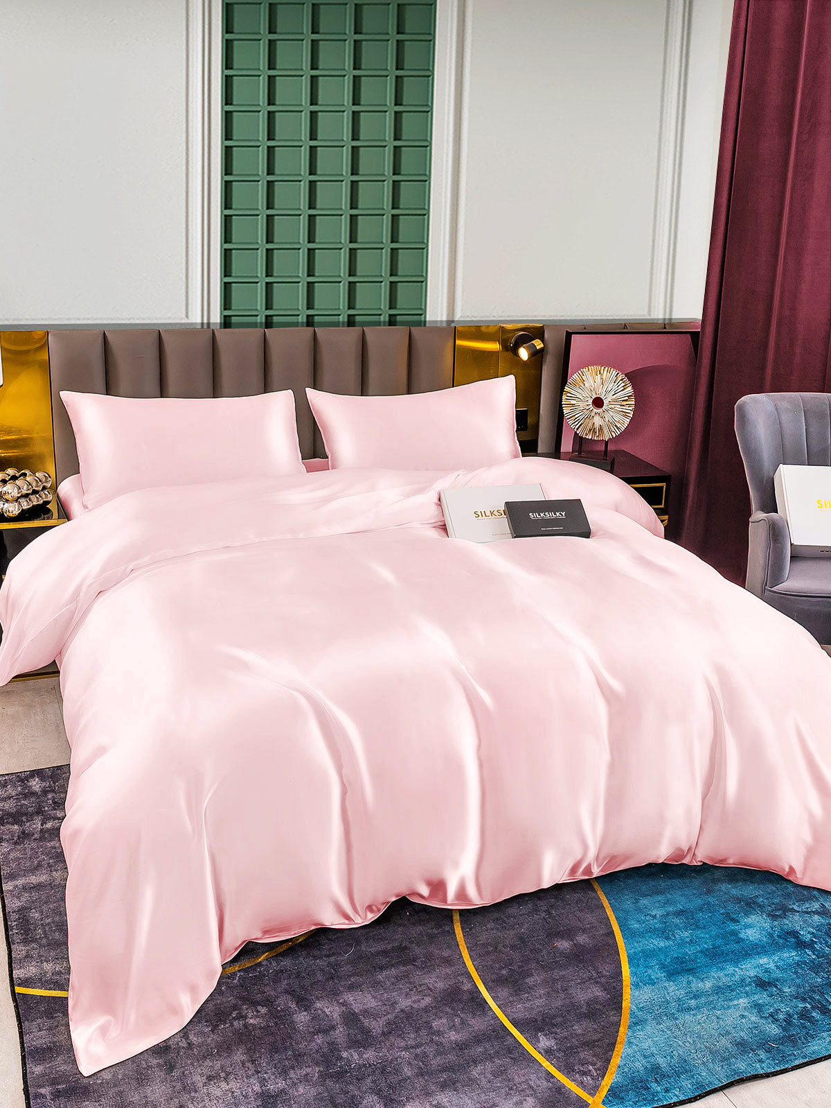 SilkSilky AU 25Momme Pure Silk Bedding Set Pink 004