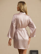 [Pink Heart Geo] SilkSilky-AU Long Sleeve Women's Dressing Gown 002