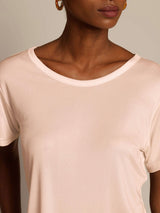 [Light Pink] SilkSilky-AU 100% Silk Jersey Short Sleeve Round Neck Women's T-Shirt 004