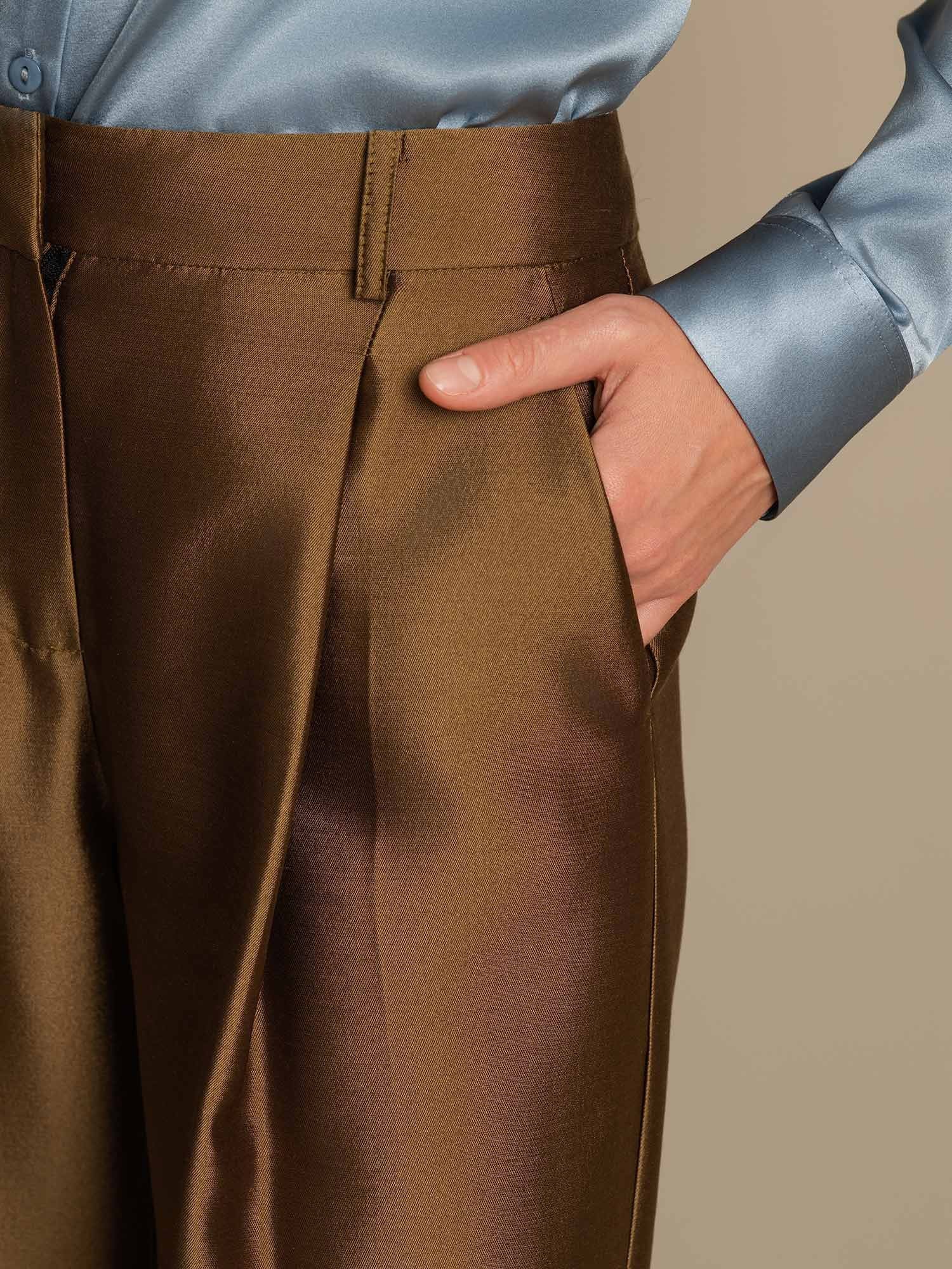 [Bronze] SilkSilky-AU 32Momme Wool Womens Pants 004,