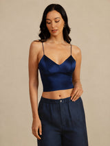 [Dark Blue] SilkSilky-AU Spaghetti Strap V Neck Camisole 005