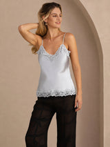 [Grayish Blue] SilkSilky-AU Spaghetti Strap V Neck Camisole 001