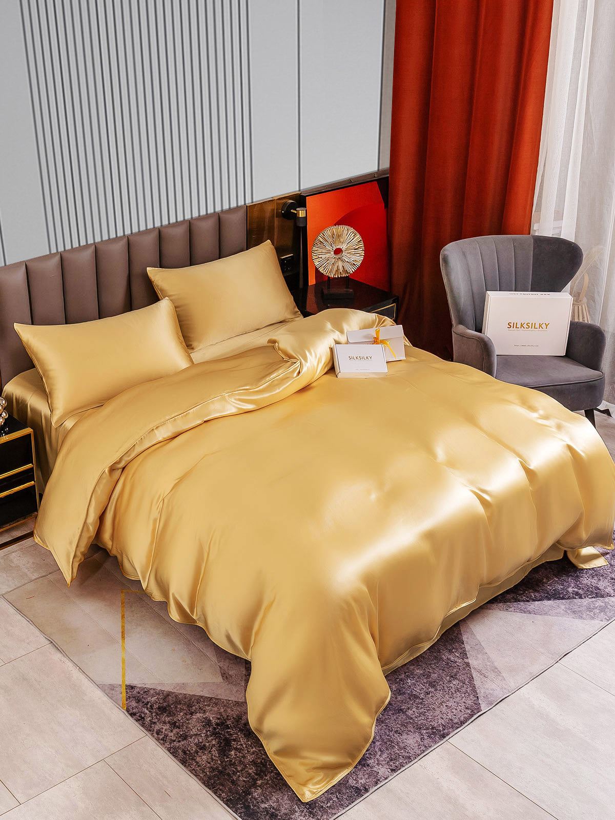 SilkSilky AU 22Momme Pure Silk Bedding Set Champagne 003