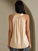 [Champagne] SilkSilky-AU Sleeveless Halter Women's T-Shirt 002