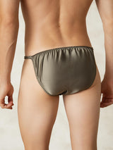 [Olive Green] SilkSilky-AU Pure Silk Men's Underwear 002