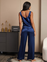 [Dark Blue] SilkSilky-AU Sleeveless Square Neck Camisole Set 002