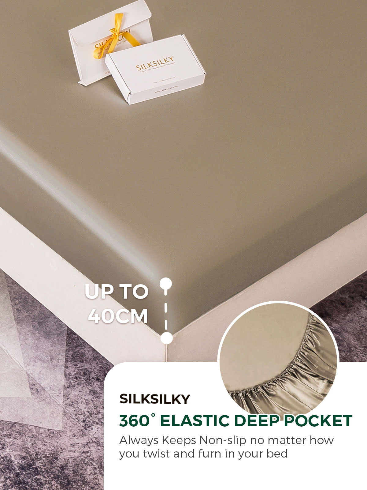 [Khaki] SilkSilky-AU 19Momme Pure Silk Bedding Set 004