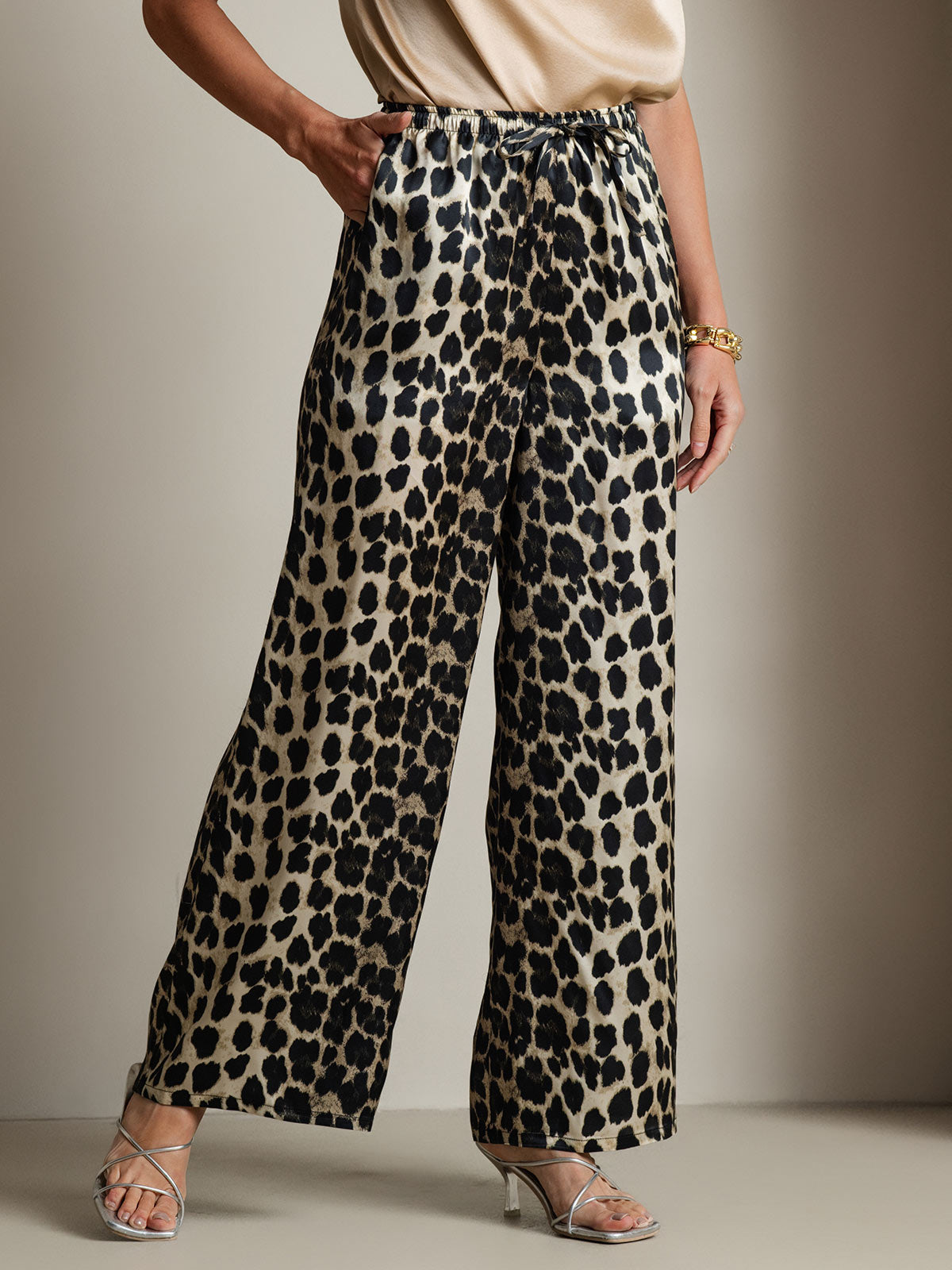 SilkSilky-AU Pure Silk Womens Pants Leopard 004