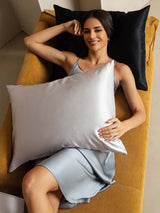 [LightGray+White] SilkSilky-AU 19Momme Pure Silk Pillowcase 003