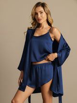 [Dark Blue] SilkSilky-AU 3/4 Sleeve Scoop Neck Women's Pyjamas 001