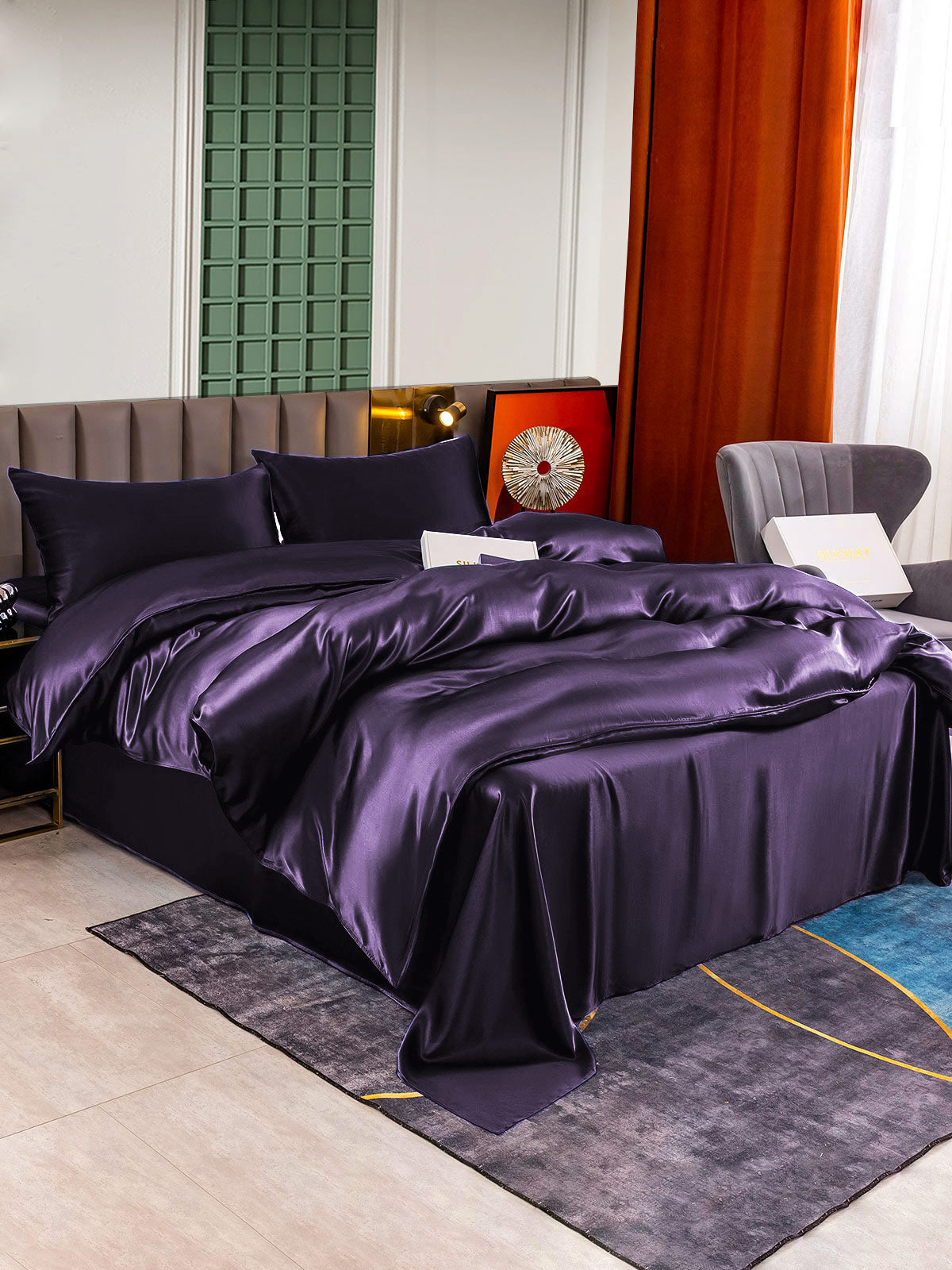 SilkSilky AU 25Momme Pure Silk Bedding Set DeepPurple 002