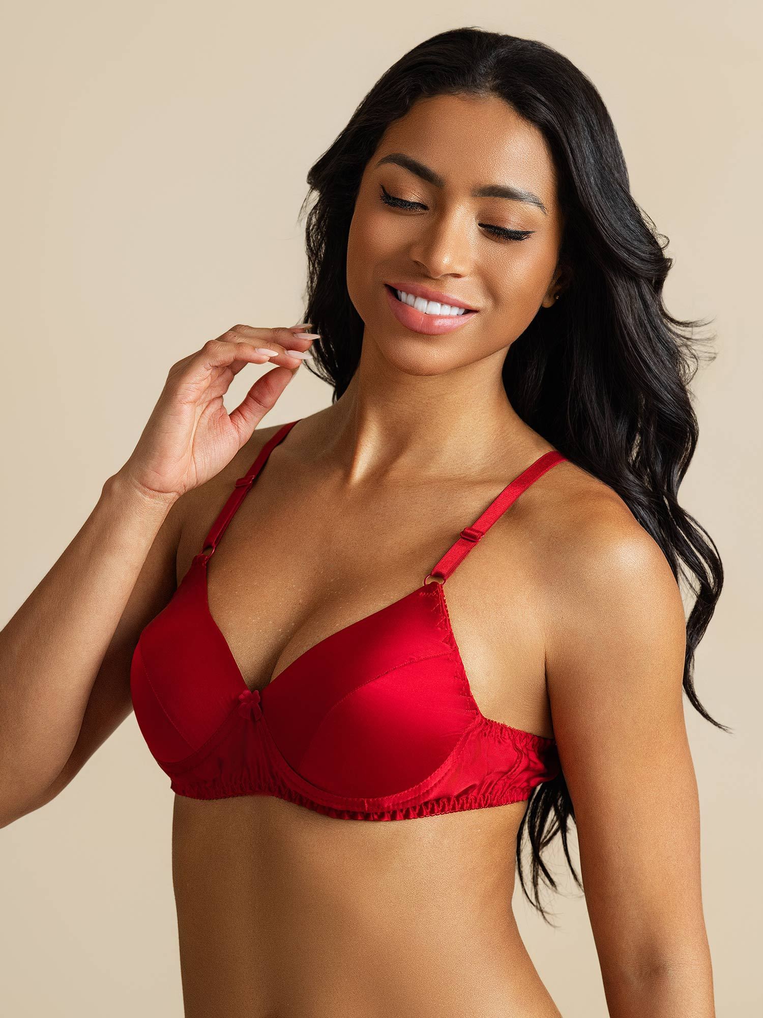 [Red] SilkSilky-AU Pure Silk Bra 008,