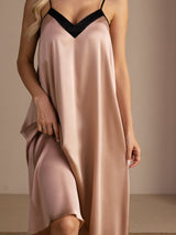 [Tuscany] SilkSilky-AU Spaghetti Strap V Neck Nightgown 007