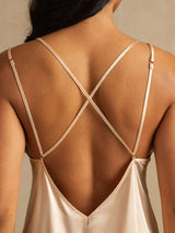[Light Pink] SilkSilky-AU Spaghetti Strap V Neck Nightgown 005