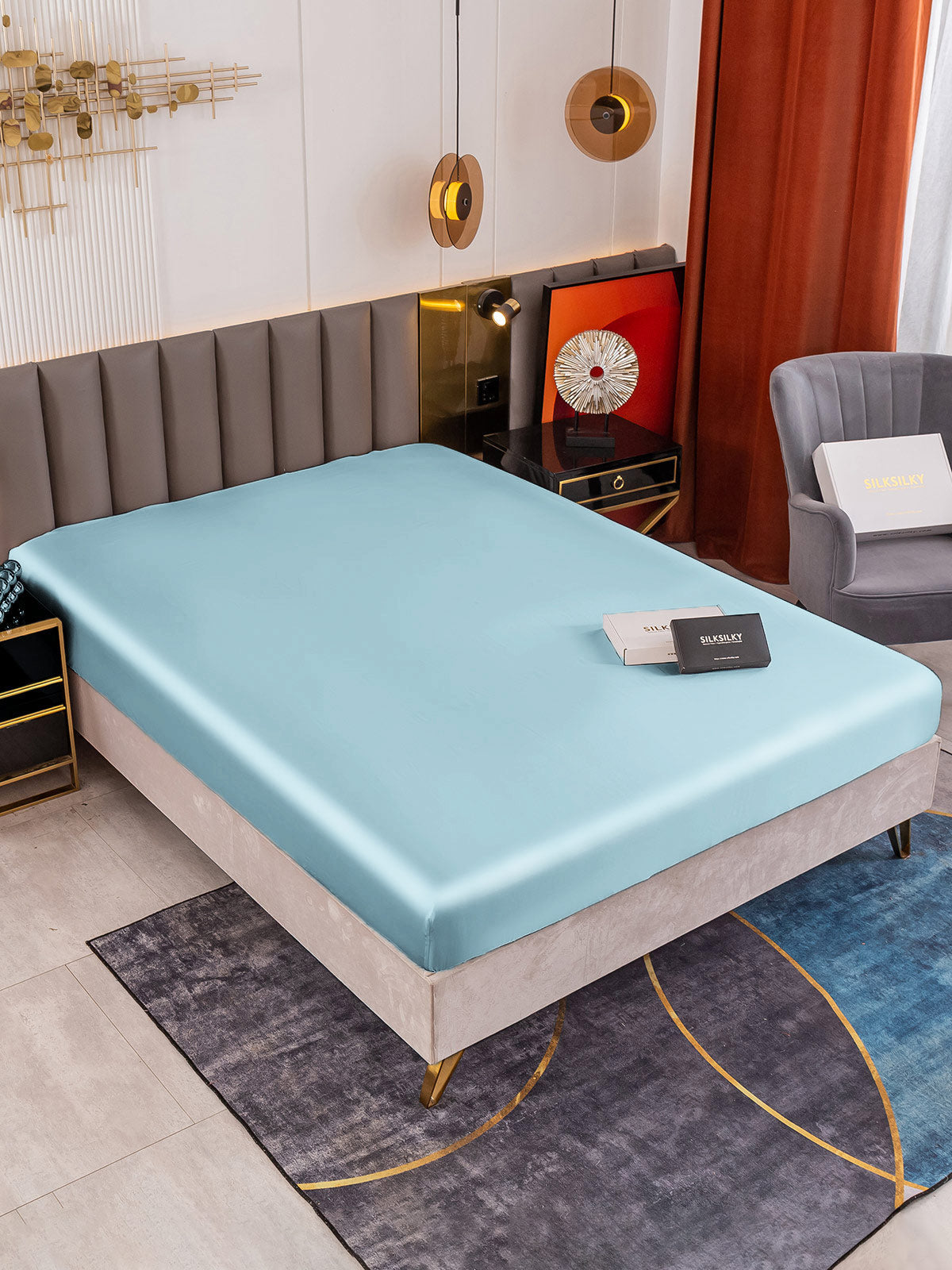 [Light Blue] SilkSilky-AU 19Momme Pure Silk Sheet 001