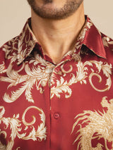 [Wine Dragon] SilkSilky-AU Long Sleeve Lapel Collar Men's Shirt 005