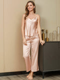 SilkSilky AU Pure Silk Sleeveless V Neck Women's Pyjamas Champagne 004