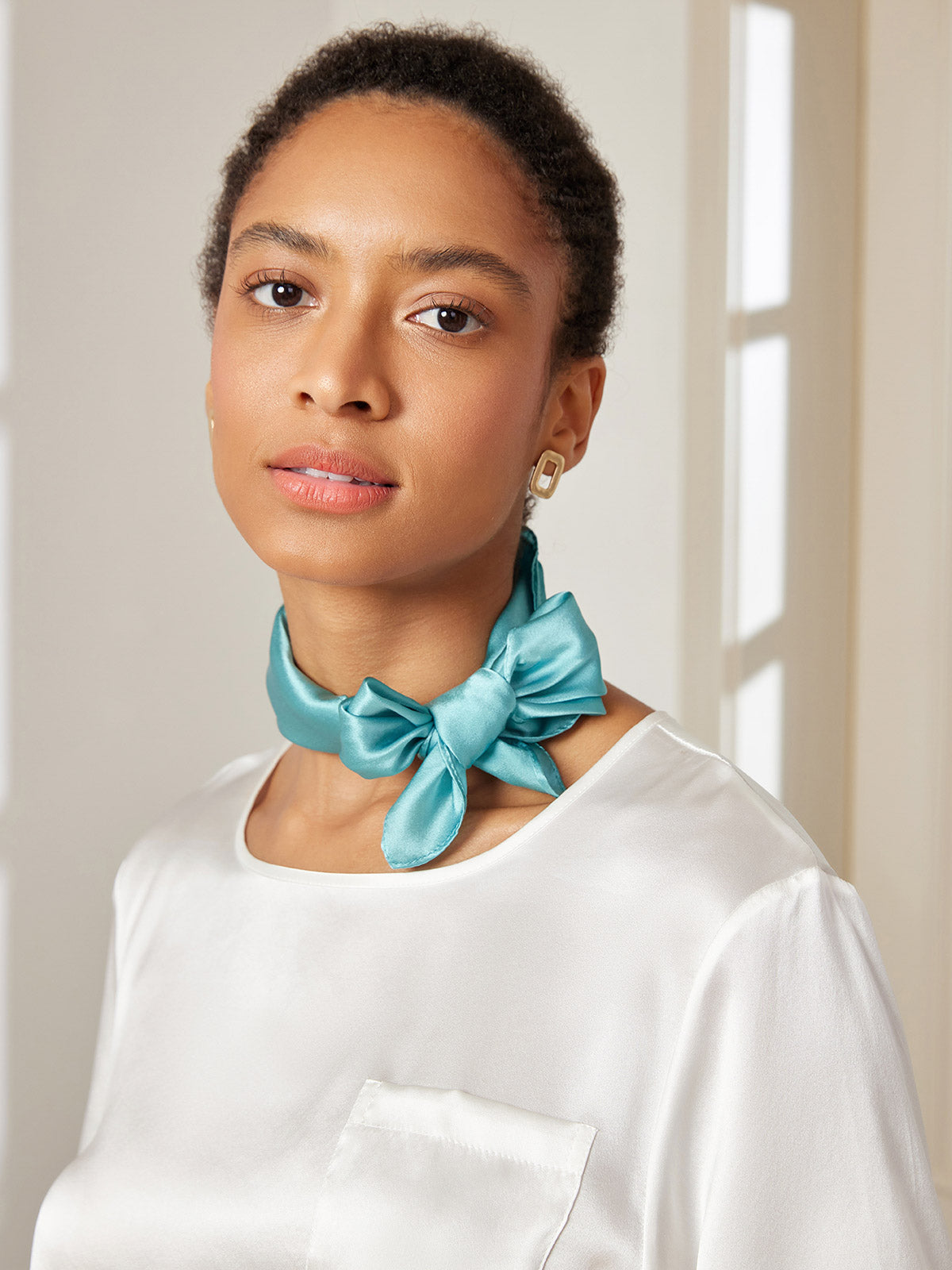[Teal] SilkSilky-AU Pure Silk Scarf 005