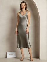 [Grayish Green] SilkSilky-AU Sleeveless Dress 001