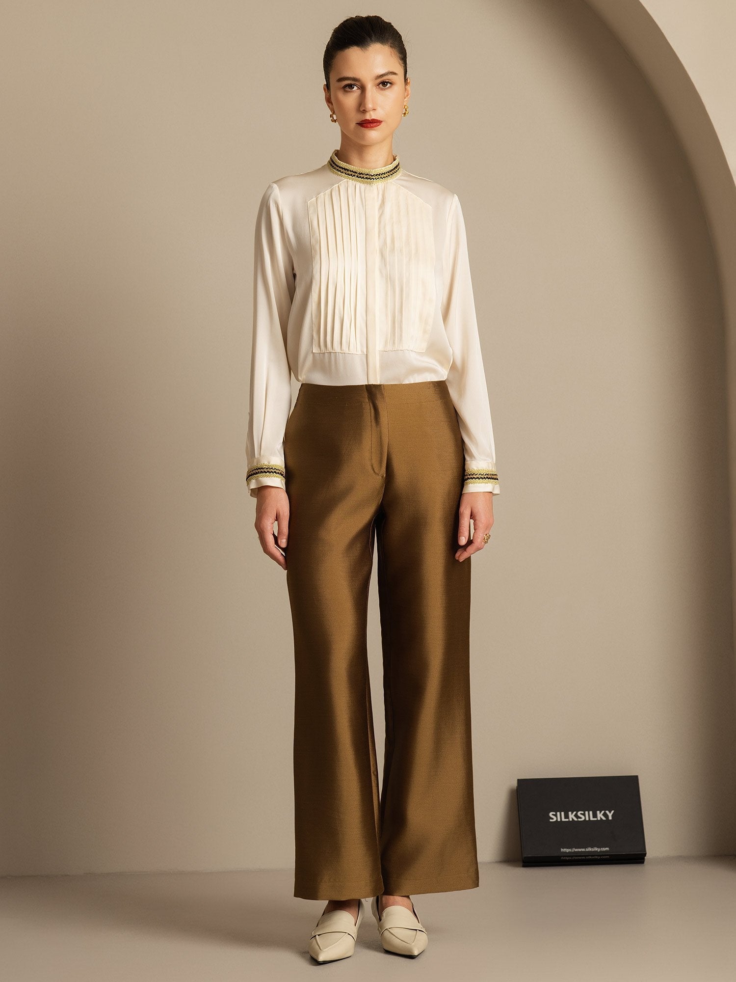 [Bronze] SilkSilky-AU 32Momme Wool Womens Pants 005,