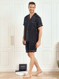 SilkSilky AU Pure Silk Short Sleeve Mens Pajamas Black 004