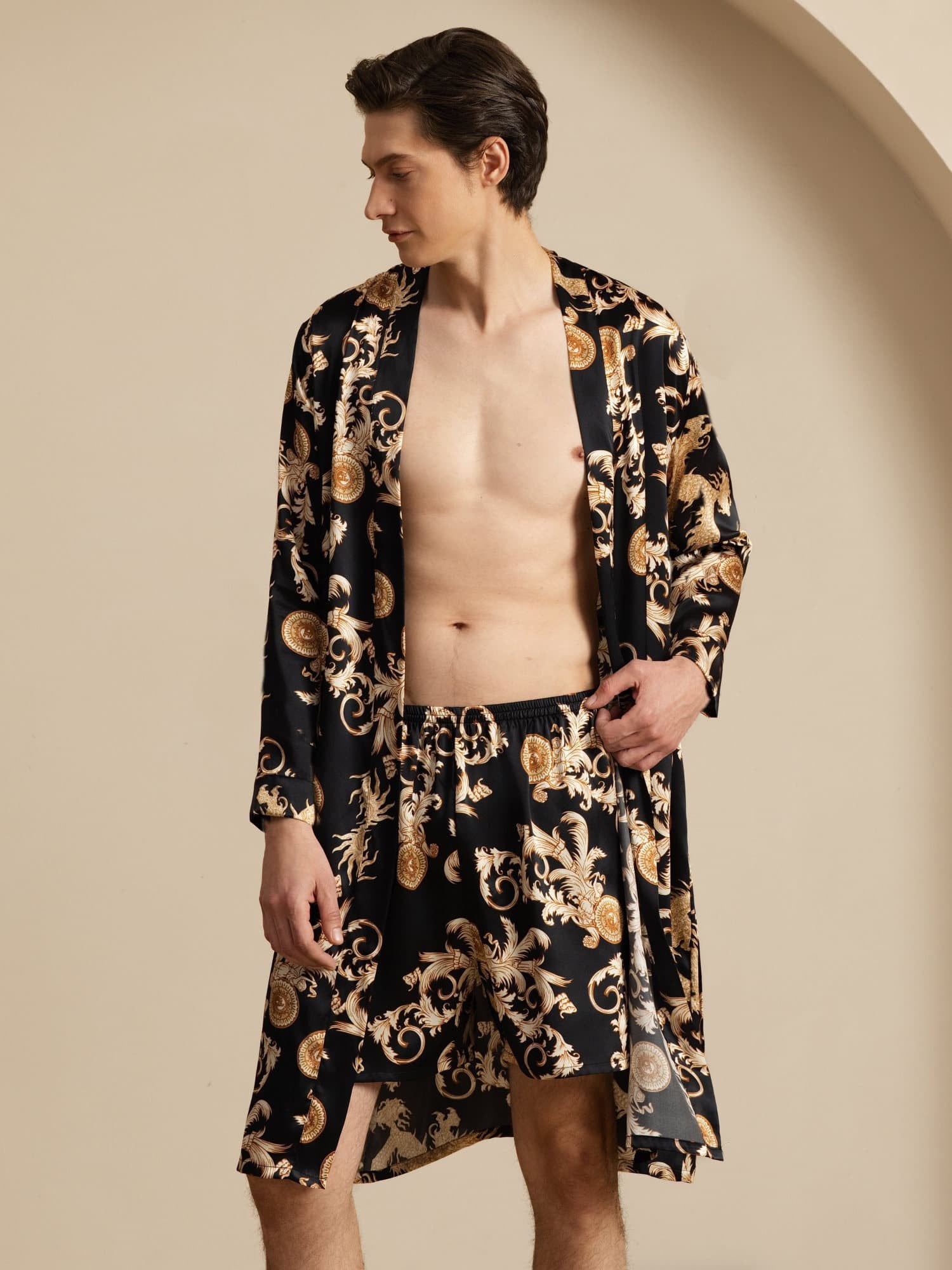 [Black Dragon] SilkSilky-AU Long Sleeve Men's Pyjamas 002