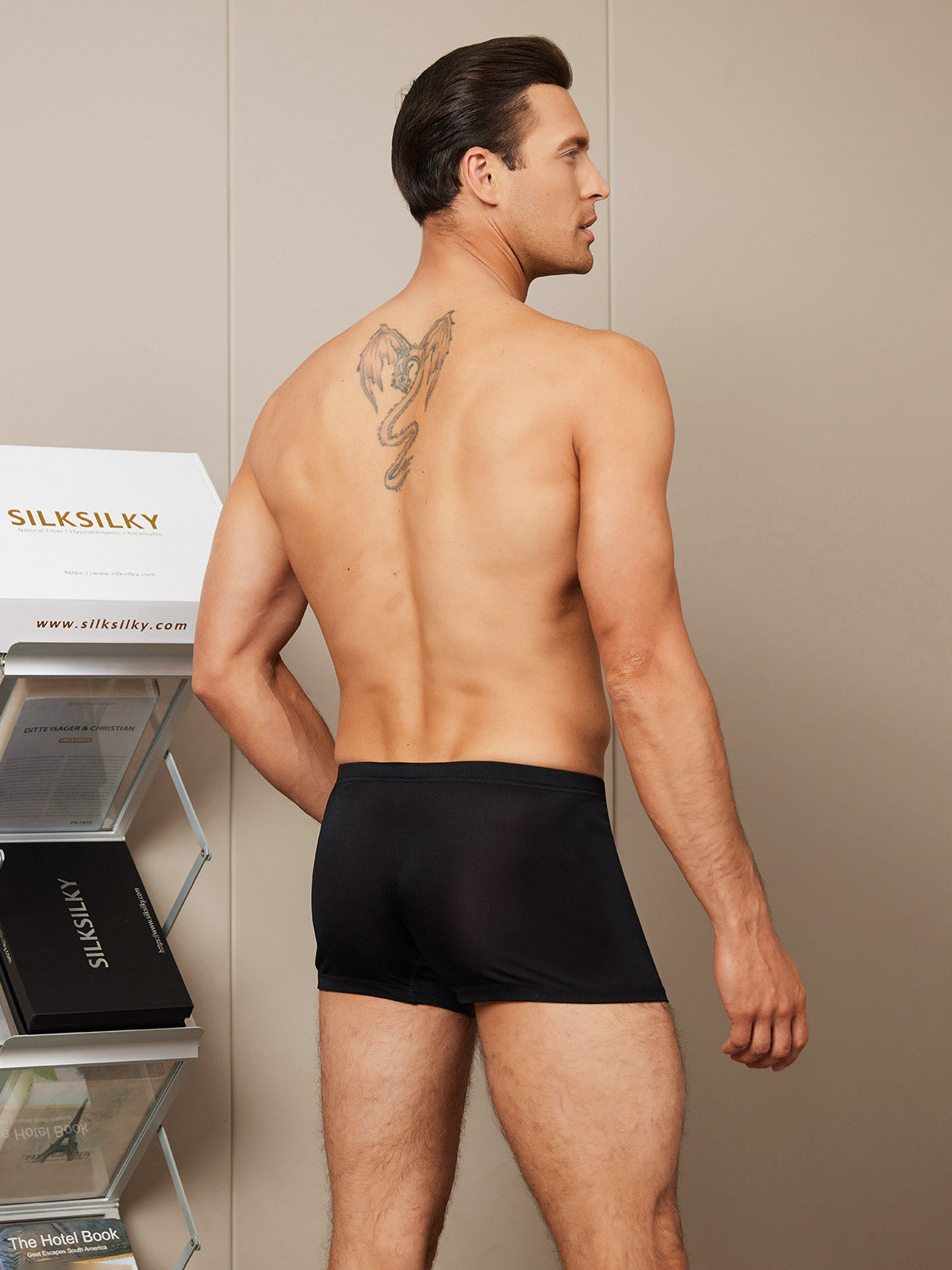 [Black] SilkSilky-AU 100% Silk Jersey Men's Underwear 002