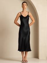 [Black] SilkSilky-AU Sleeveless V Neck Dress 001