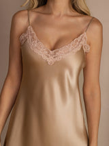 [Champagne] SilkSilky-AU Sleeveless V Neck Nightgown 008