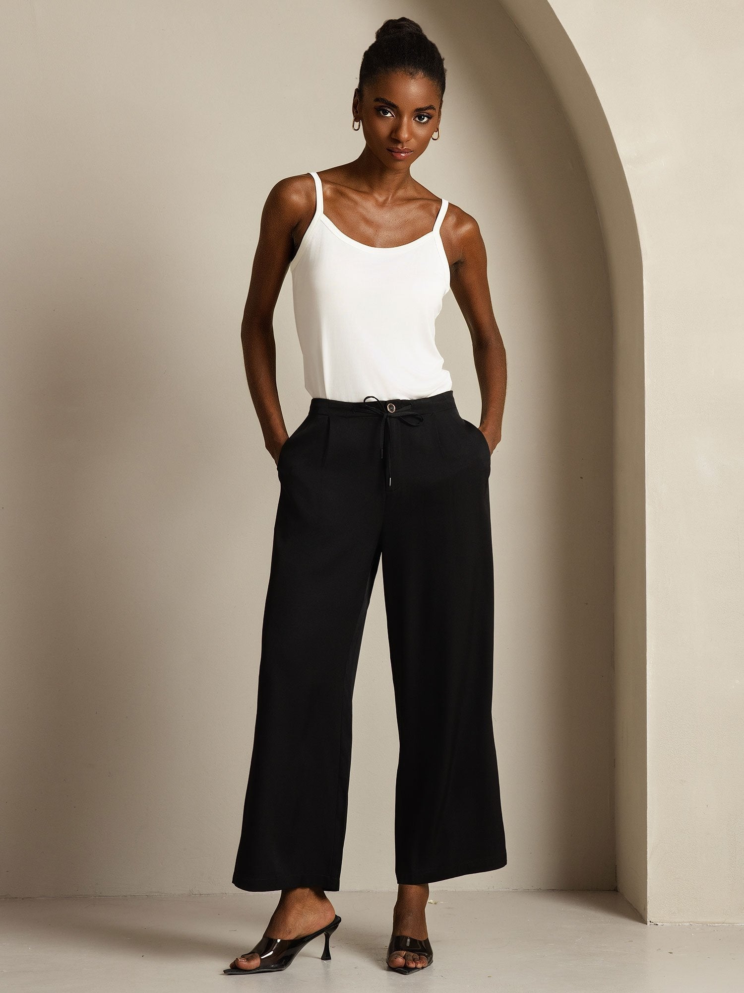 [Black] SilkSilky-AU 19Momme Silk Womens Pants 006