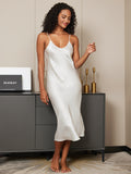 SilkSilky-AU Pure Silk Sleeveless Boat Neck Dress White 006