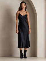 [Black] SilkSilky-AU Sleeveless V Neck Dress 005