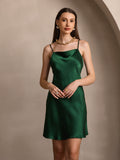 SilkSilky AU Pure Silk Sleeveless Cowl Neck Dress Green 003