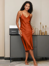 [Caramel] SilkSilky-AU Sleeveless V Neck Nightgown 003