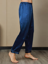 [Dark Blue] SilkSilky-AU Pure Silk Mens Sleep Bottoms 006,