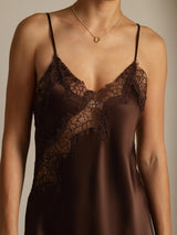 [Brown] SilkSilky-AU Pure Silk Asymmetric Dress 004