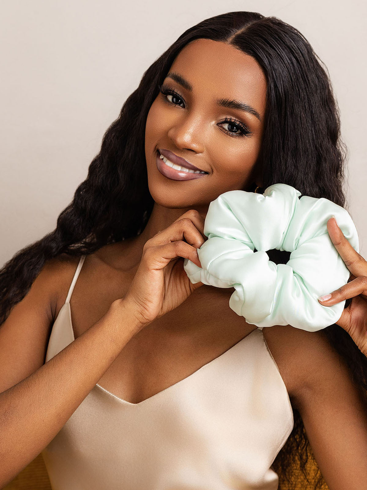 [Mint Green] SilkSilky-AU Pure Silk Scrunchie 003