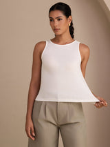 [White] SilkSilky-AU Sleeveless Round Neck Camisole 004
