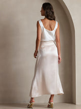 [White] SilkSilky-AU 19Momme Stretch Silk Charmeuse Sleeveless Scoop Neck Camisole 004