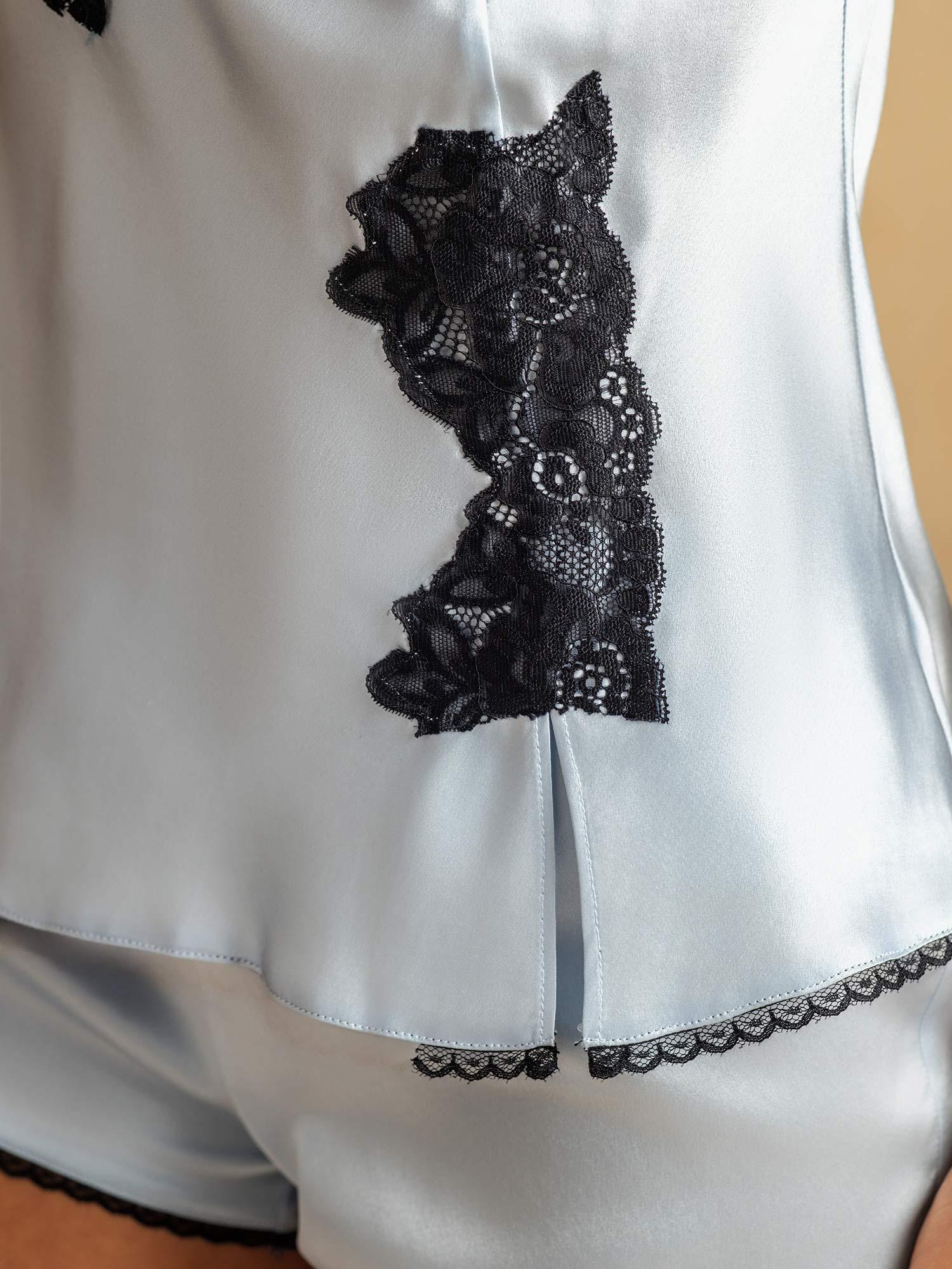 [SkyBlue] SilkSilky-AU Pure Silk Split Camisole Set 005