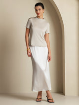 [Light Gray] SilkSilky-AU 19Momme Stretch Silk Charmeuse Skirt 007
