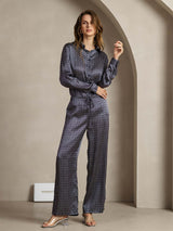 [Navy Ginkgo] SilkSilky-AU 19Momme Silk Womens Pants 003