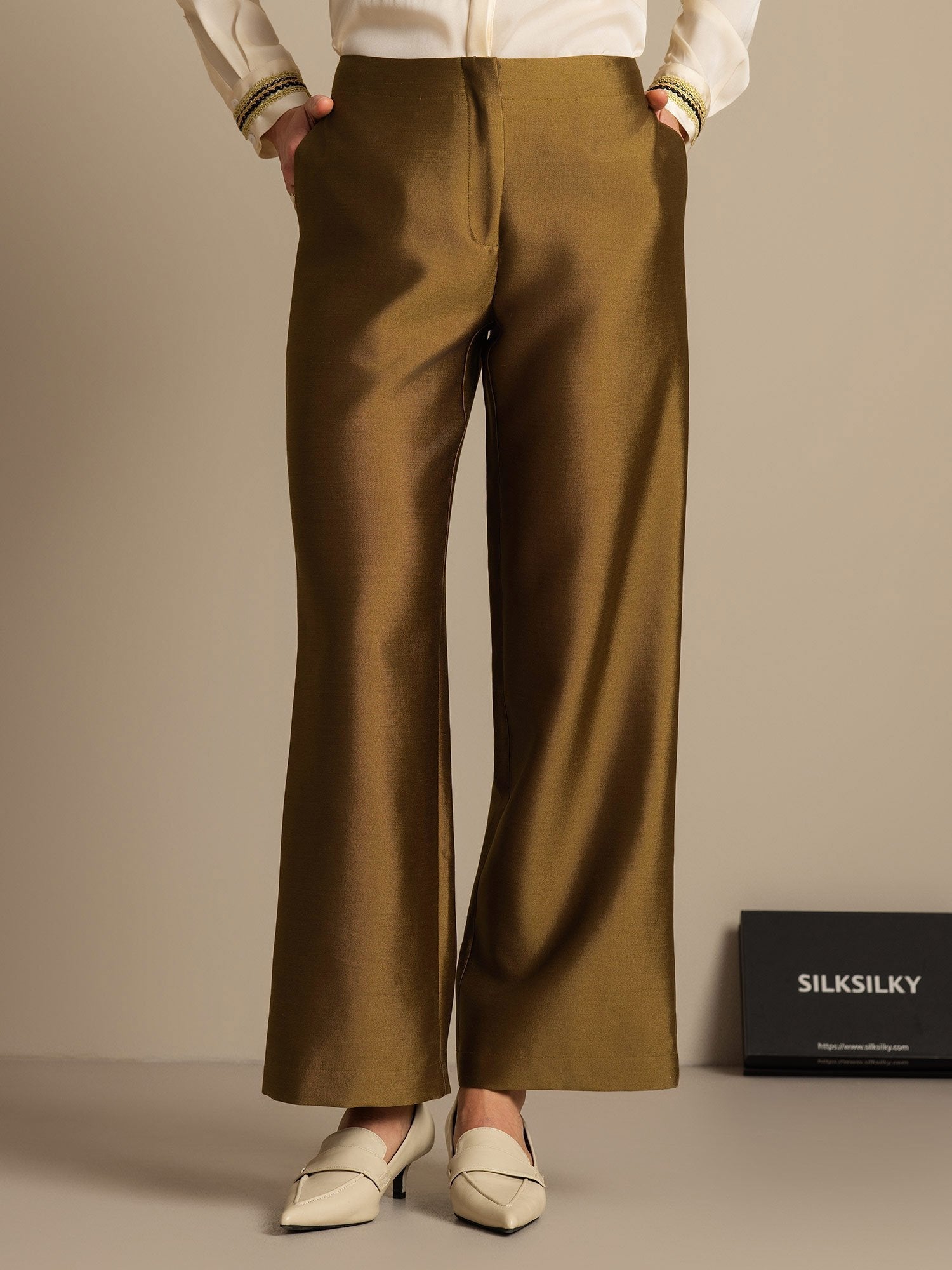 [Bronze] SilkSilky-AU 32Momme Wool Womens Pants 001,