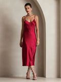 SilkSilky-AU Pure Silk Sleeveless Round Neck Dress Wine 005