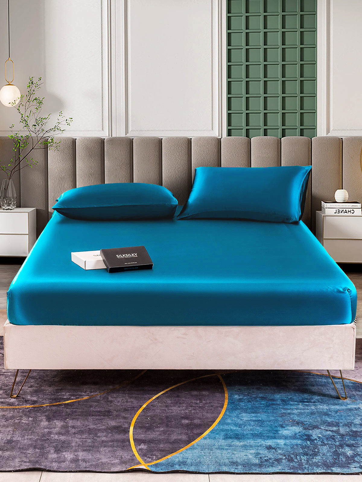 [Teal] SilkSilky-AU 25Momme Pure Silk Bedding Set 002